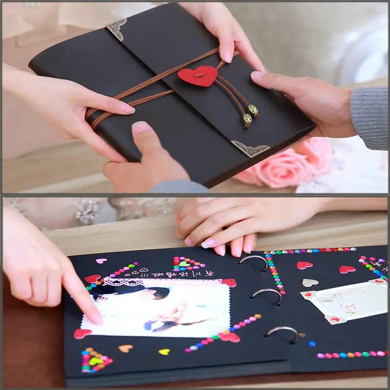 Vintage Love DIY Scrapbook Photo Album Craft Paper 30 Pages Scrapbooking Wedding Travel Book PU Leather Valentine Birthday Gifts