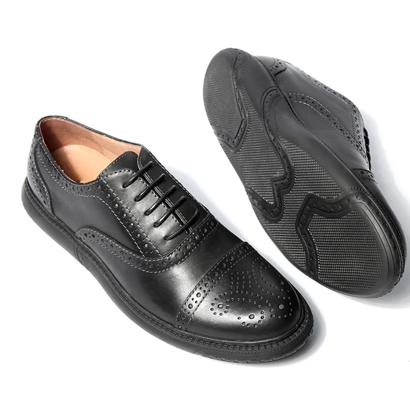 High-end Mens Retro Brogue Shoes Genuine Leather Round Toe Lace Up Craved Oxfords British Style Chukkas Men | Обувь