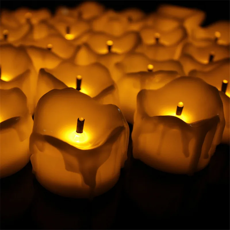 Paquete de 4 velas de luz parpadeante amarilla, kaarsen romántico sin llama...