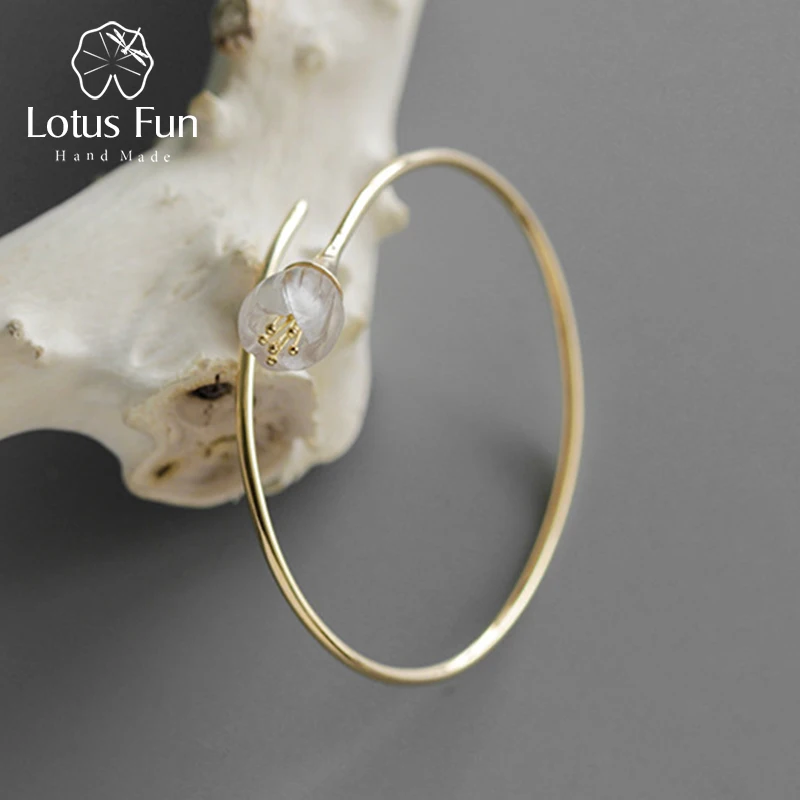 Lotus Fun Настоящее серебро 925 пробы натуральный кристалл ручная работа дизайнерские