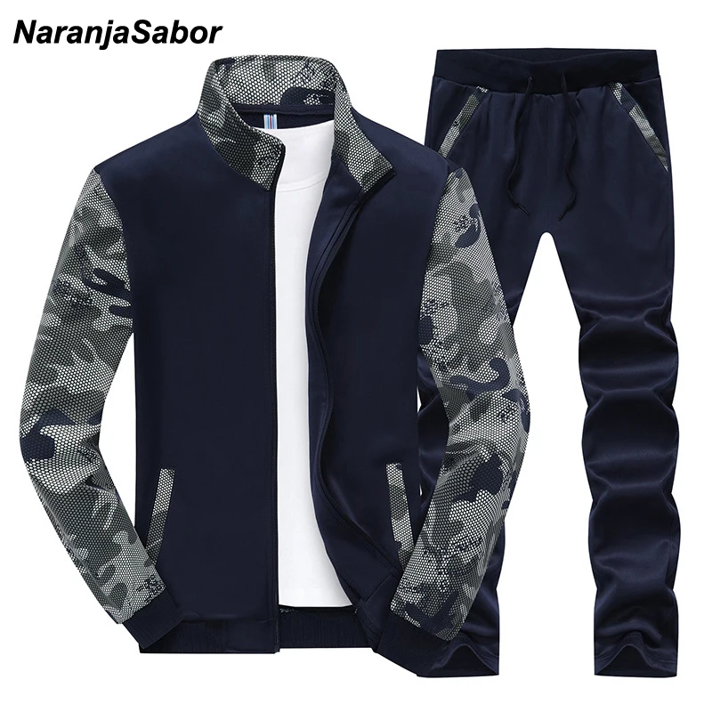 

NaranjaSabor 2020 Autumn Mens Clothing Set Spring Sportwear Men's Camouflage Jacket Casual Pant Male Hoodies Sets Tracksuits 4XL