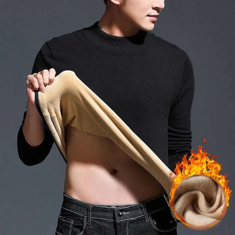 Brand New Casual Sweater Men Pullovers Thick Warm Autumn Fashion Style Cashmere Sweater Male Solid Slim Fit Knitwear Pull Coat