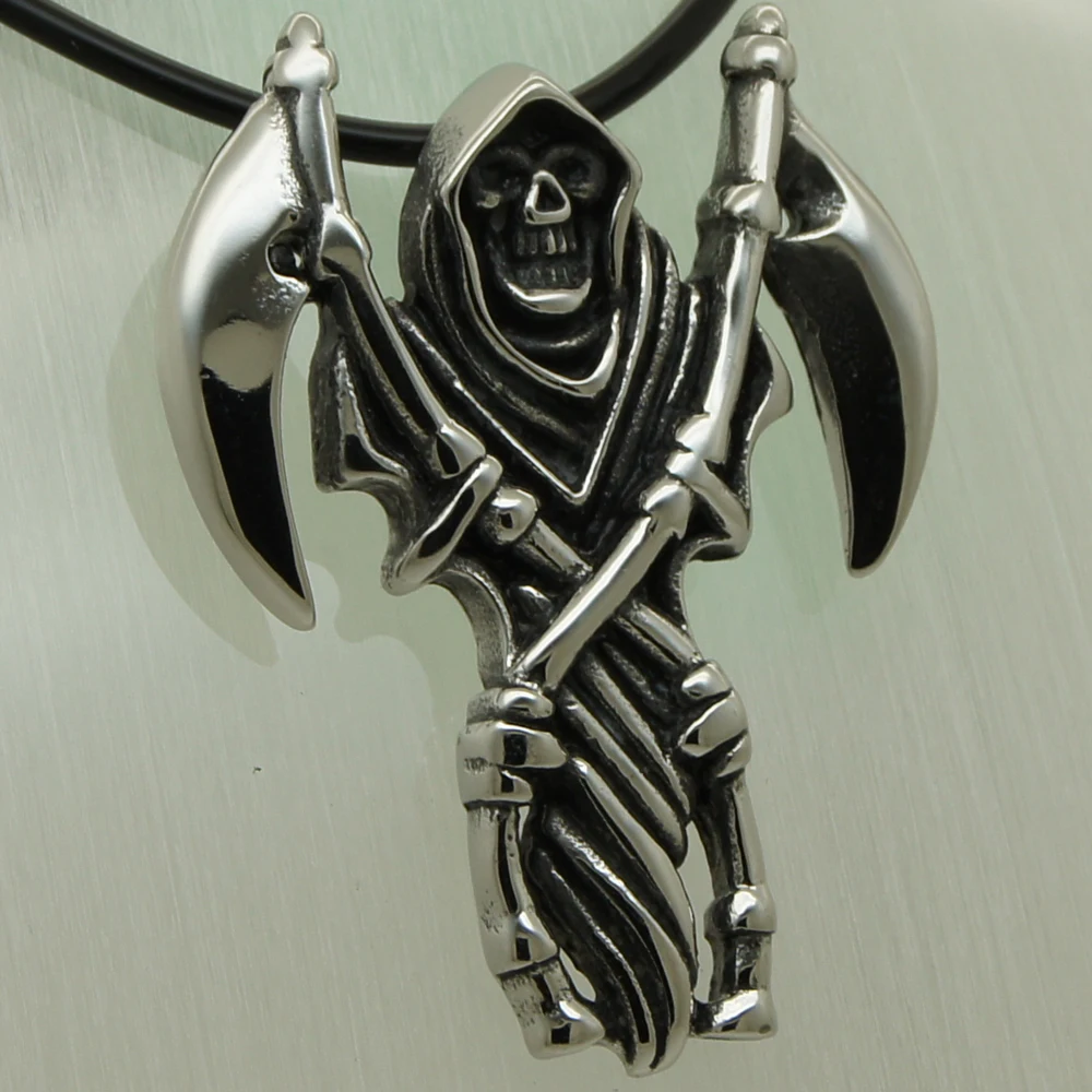 Колье Grim Reaper biker skull punk 316L из нержавеющей стали | Украшения и аксессуары