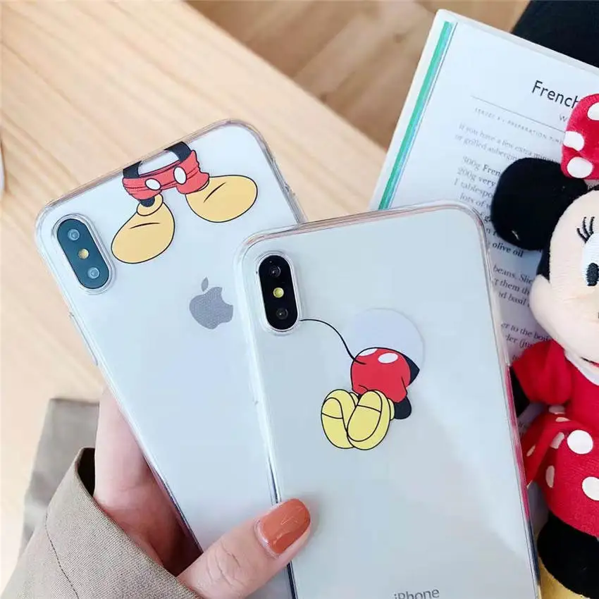 For iPhone XR XS MAX 8 7 6s Plus Clear TPU Soft Phone Case Full Back Cover Candy Hiding Mickey Mouse Cartoon Pattern Fundas Capa |