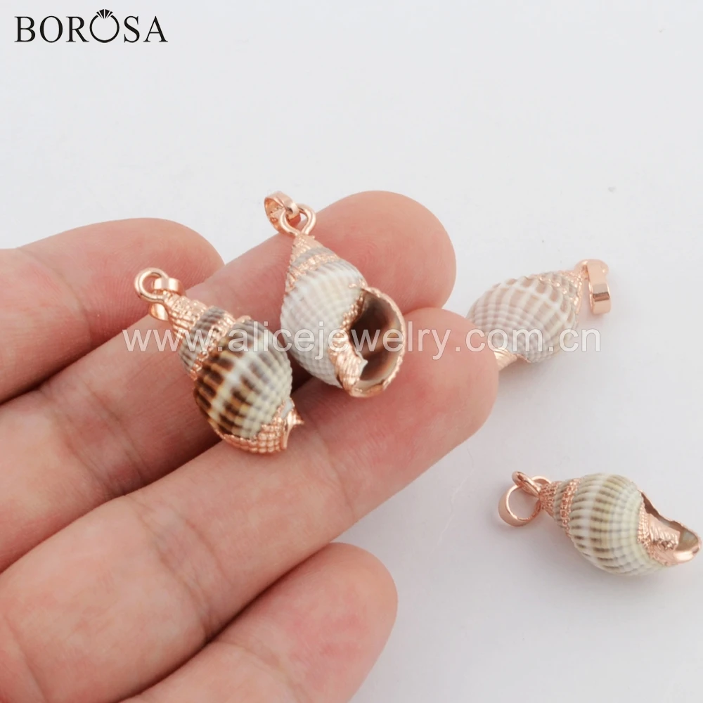 BOROSA 10PCS Stylish Small Size Rose Gold Color Natural Conch Shell Pendant Jewelry Finding for Earrings Necklace G1761 | Украшения и