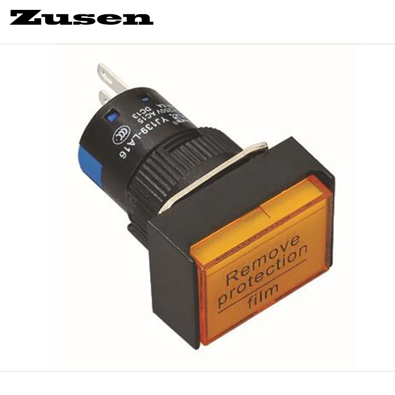 

Zusen 16mm momentary 1no1nc rectangle plastic push button switch illuminated (LA16-11DN/Y/12V/J)