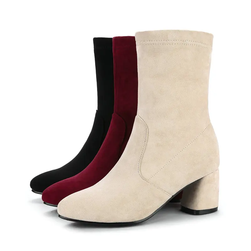 Женские сапоги до середины икры ESVEVA ботинки с острым носком на высоком