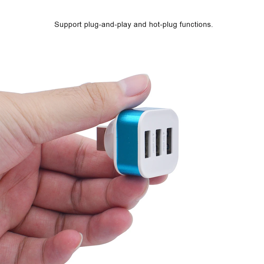 Высокоскоростной 3 порта USB2.0 концентратор портативный алюминиевый сплав+ ABS телефонный сплиттер адаптеры Поворотный штекер портативный случайный цвет