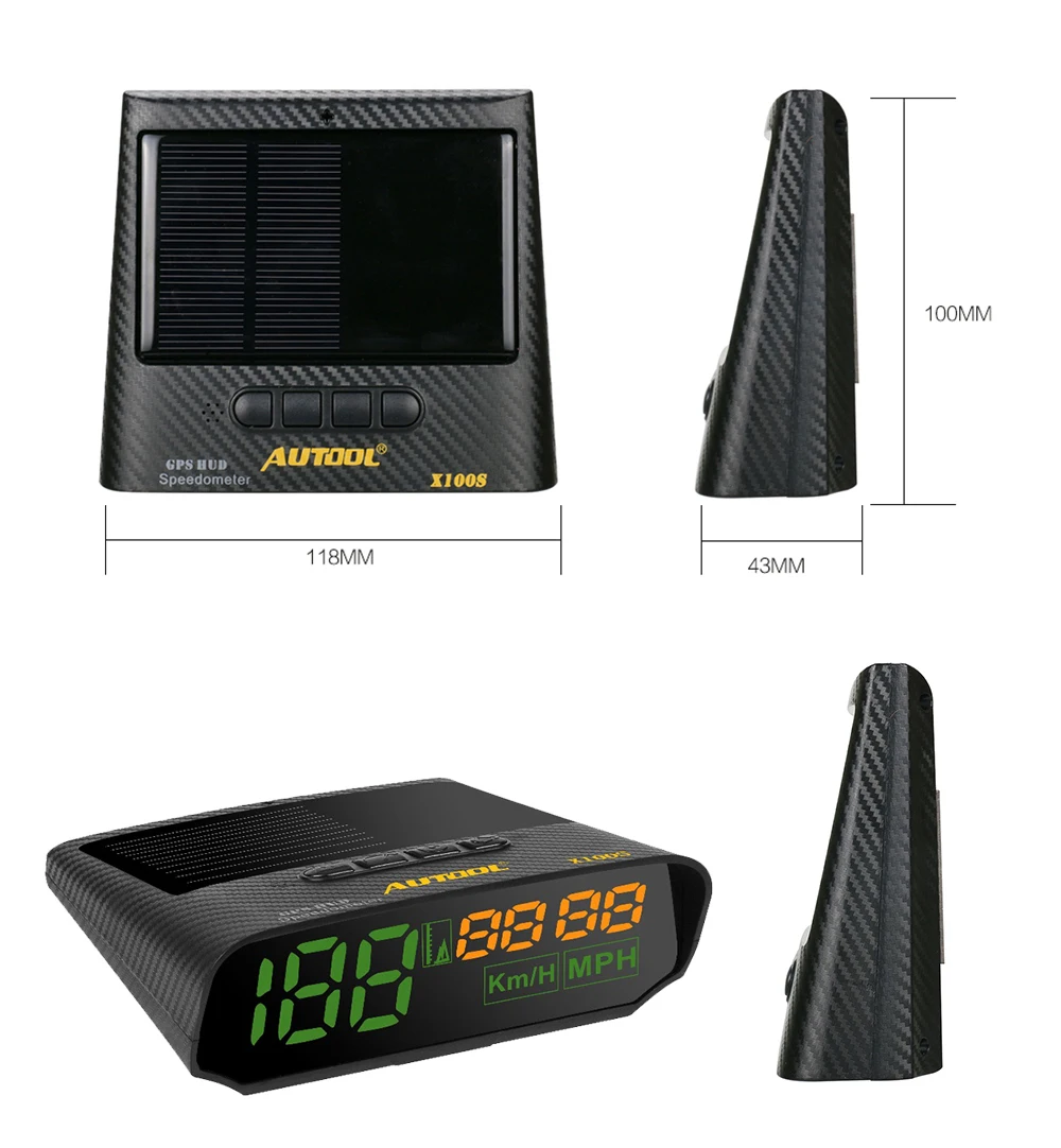 AUTOOL X100S HUD gps головой вверх Дисплей с Панели солнечные цифровой спидометр автомобиля Headup Авто безопасный Предупреждение высота диагностический инструмент