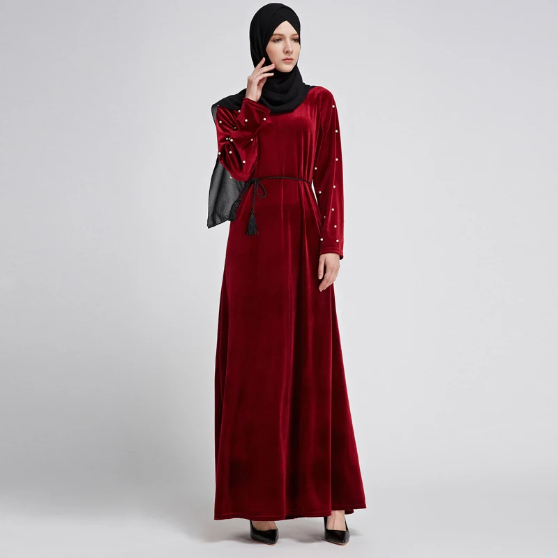 Зимнее Vestido abaya халат Дубай Арабский Кафтан мусульманский бархат хиджаб платье Катара Кафтан Абая для женщин турецкая исламская одежда