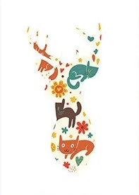 Геометрические коралловые головы оленя холст художественный Принт плакат