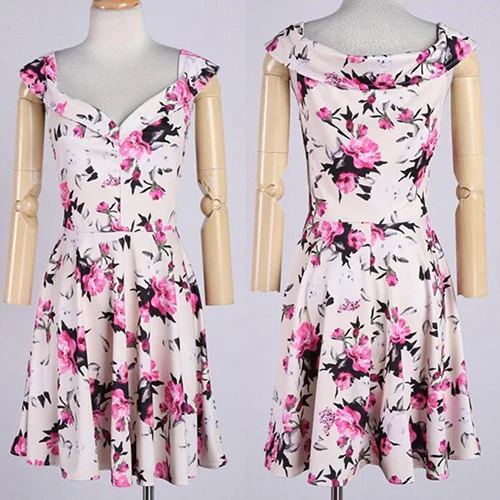 Женская Мода Лето Сексуальная Повседневная Цветочный Печати Рукавов Ремень V