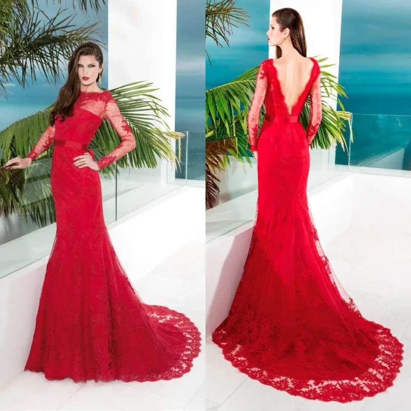 2016 пикантные красные Русалка модель девушка DE la dentelle robe вечерние ремень без