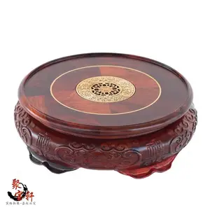 Special offer solid wood carved rosewood mahogany handicraft circular base of Buddha stone flowerpot vase furnishing articles