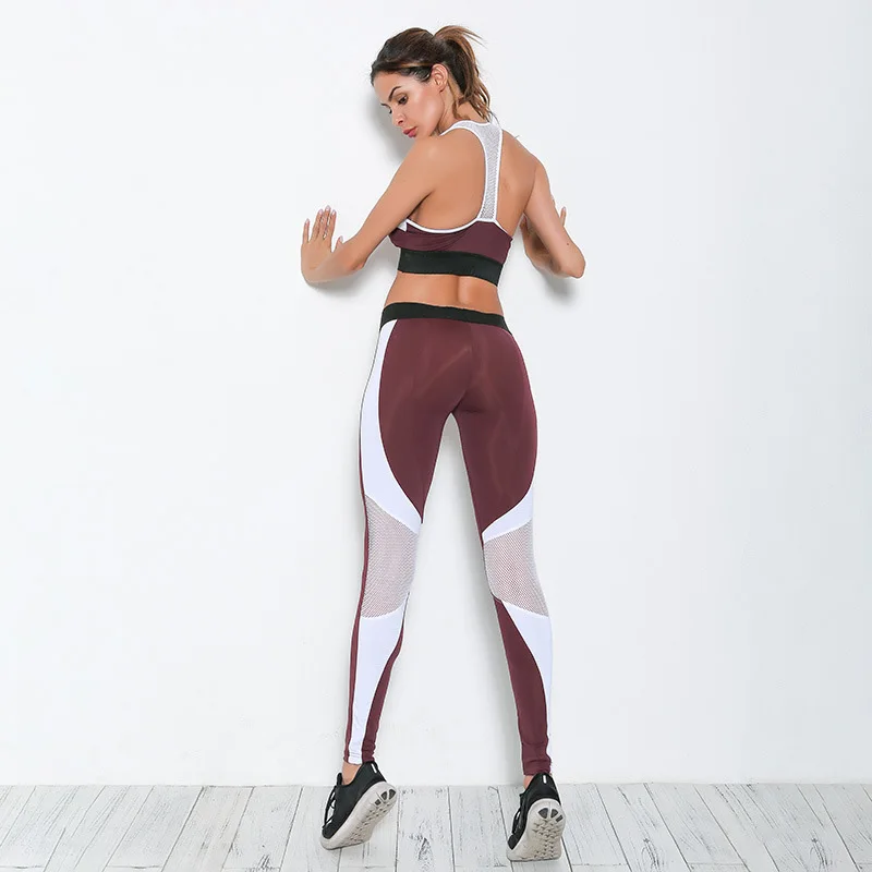 Лето 2017 г. Новый Для Женщин Йога Комплекты Черный Цвет печати спортивный