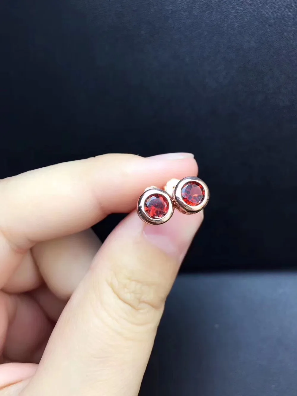 

natural red garnet Small Bubble round earrings S925 silver Natural gemstone earring women fine party office Earrings jewelry