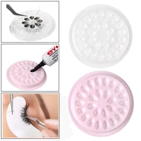 disposable flower shape transparent pink eyelash glue holder convenient durable gasket pallet for eyelash extension makeup tool