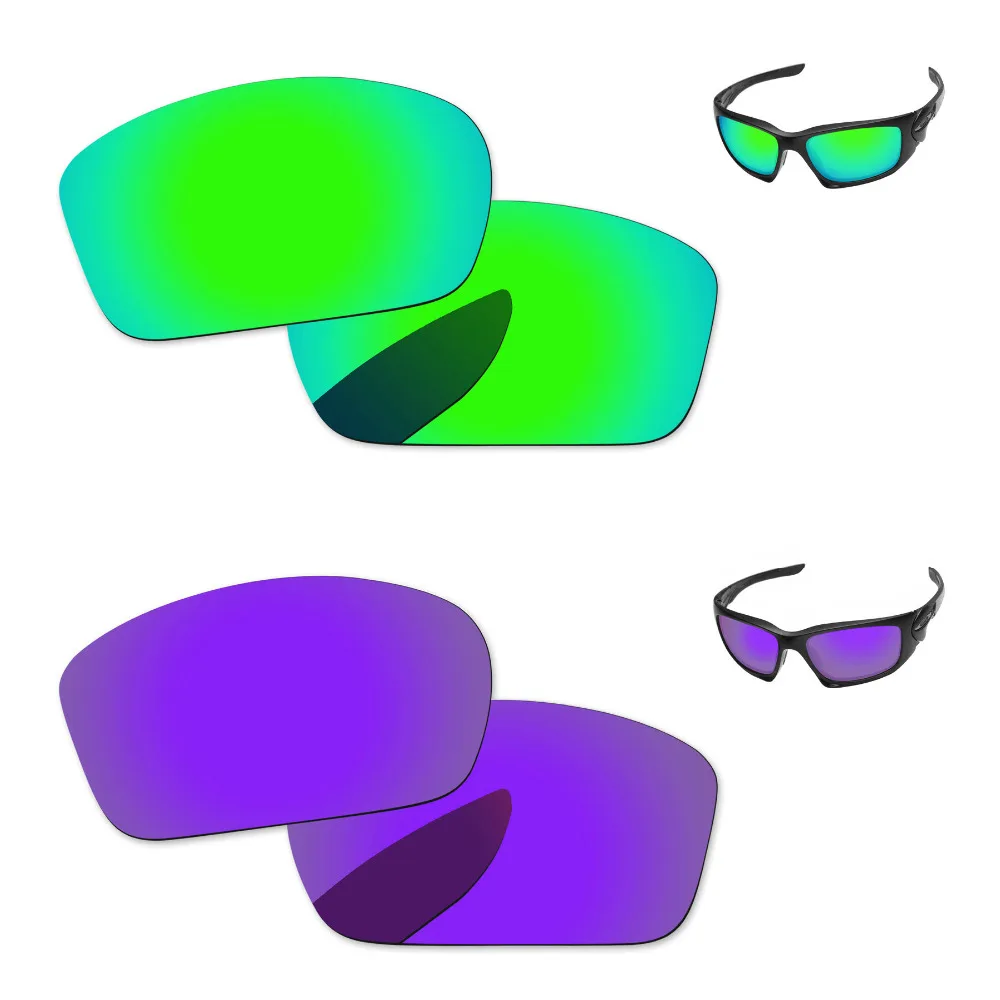 

2 пары, зеркальные поляризационные линзы в оправе для солнцезащитных очков, фиолетового и изумрудно-зеленого цвета, 100% защита от Уфа и уфв