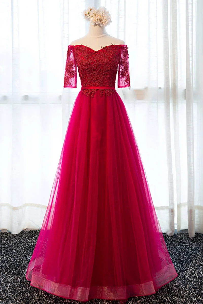 Vestido de festa Новинка 2019 г. Миссис Win красное вино с v образным вырезом открытыми