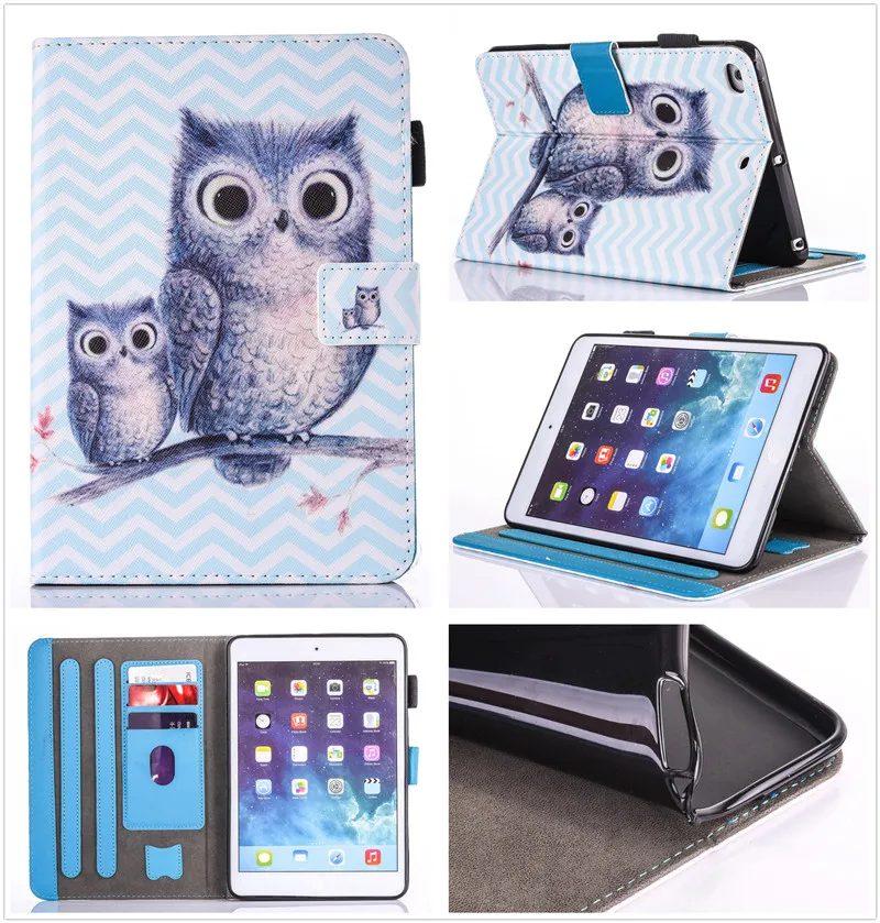 Fashion Cartoon Silicone Leather mini 4 Case For Apple iPad Mini 1 2 3 Smart Cover Funda Owl Dog Cat Pattern Stand Shell | Компьютеры и