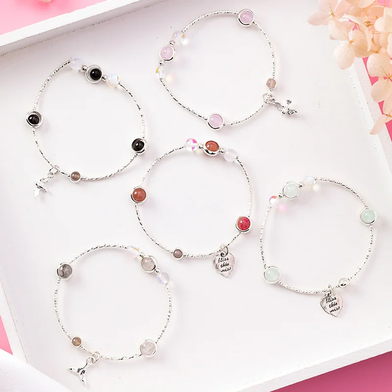 Простой яркий браслет с камнями и для женщин корейские модные браслеты сердце