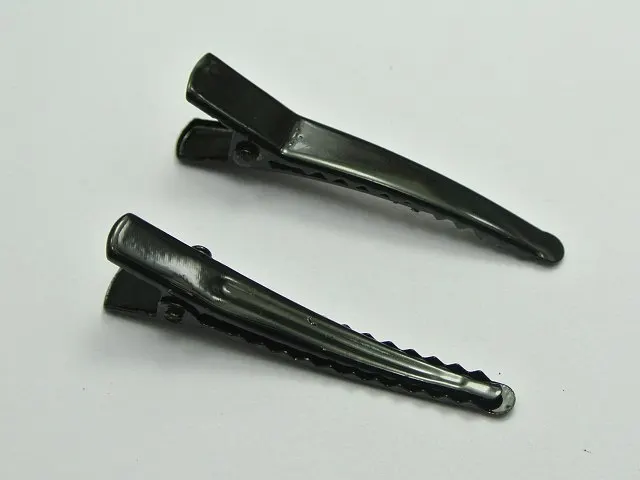 

50 Black Prong Alligator Hair Clips 45mm with Teeth Bows