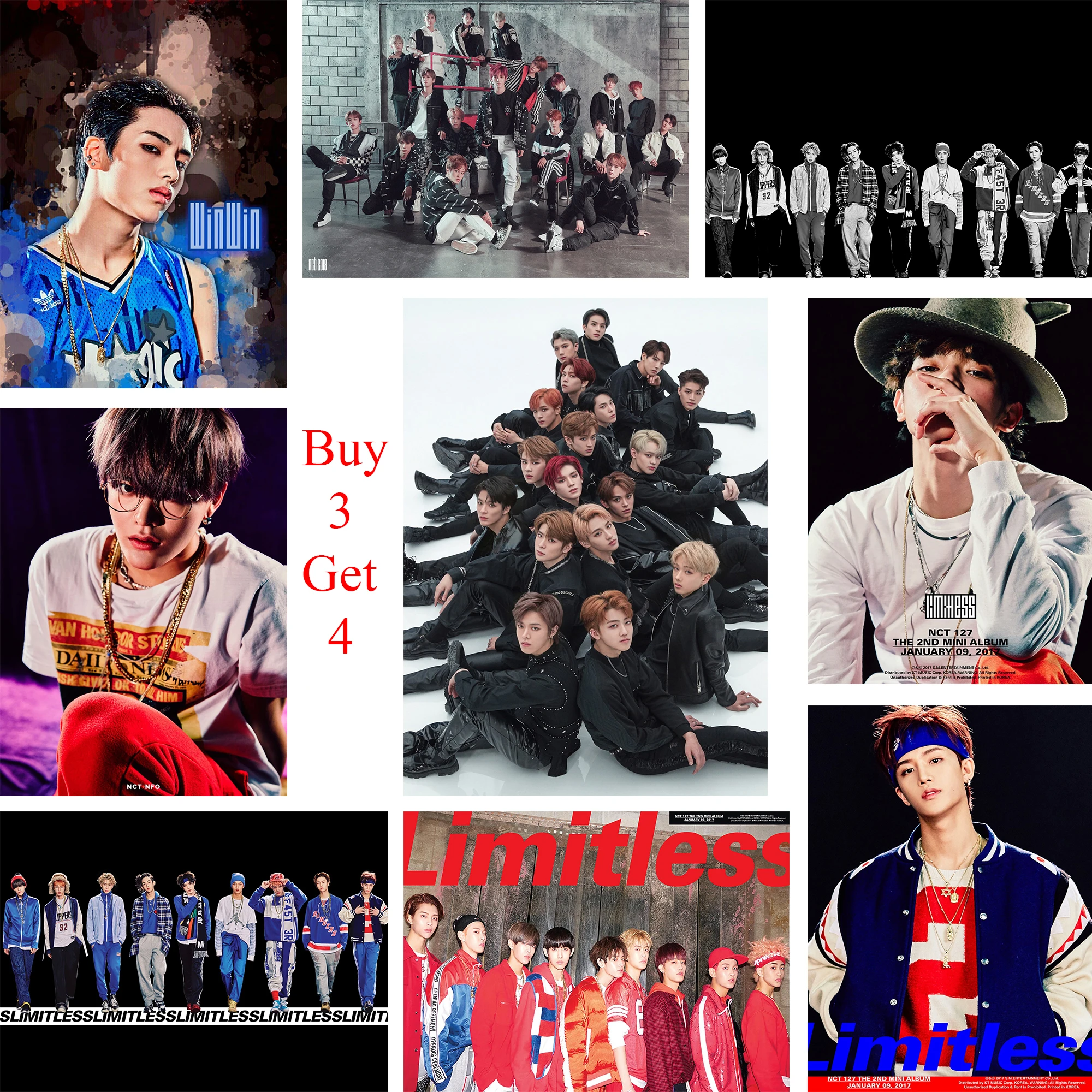 Неограниченные плакаты NCT 2018 наклейка на стену хорошего качества Глянцевая