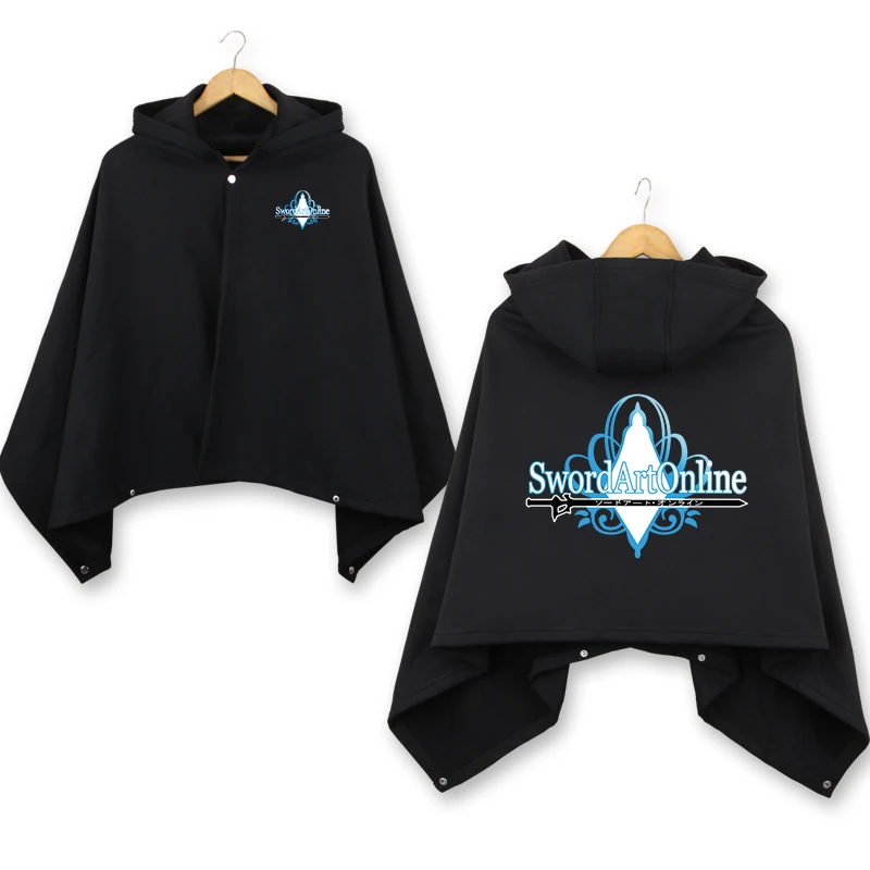black fleece cloak Аниме Меч онлайн зимнее пальто с утеплителем SAO Кирито Асуна плащ пальто для мужчин женщин теплая Мантия с капюшоном аниме костюмы для косплея - Цвет: black fleece cloak