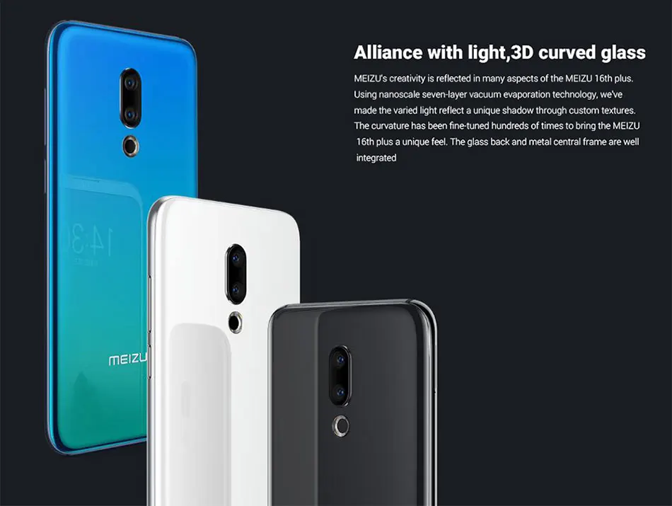 Meizu 16th plus 16 plus LTE мобильный телефон, 6,5 дюймов, 6 ГБ ОЗУ, 128 Гб ПЗУ, Восьмиядерный процессор Snapdragon 845, 3640 мА/ч, отпечаток пальца, две sim-карты