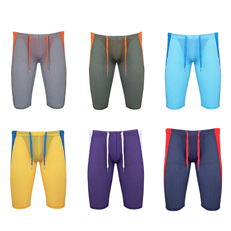 Сексуальные мужские шорты эластичные облегающие для фитнеса тренировок