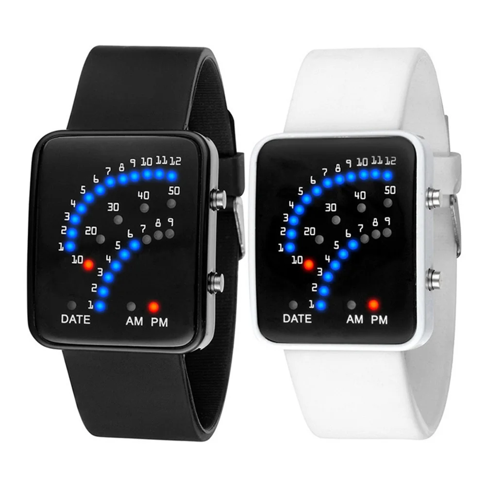 

Women Men LED Electronic Wrist Watch Sector Binary Digital Fashion Unisex Couple Watches Black White TT@88