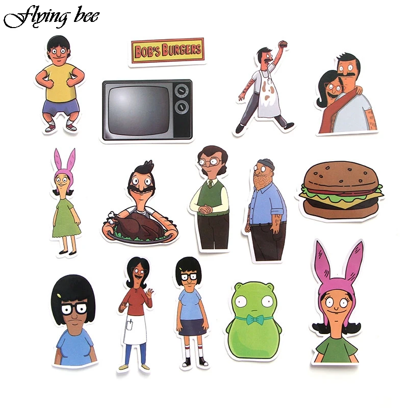 100 компл./лот Flyingbee 21 шт./компл. Bobs Burgers мультфильмы стикер s детская игрушка стикер DIY багаж ноутбук настенный водонепроницаемый стикер X0043