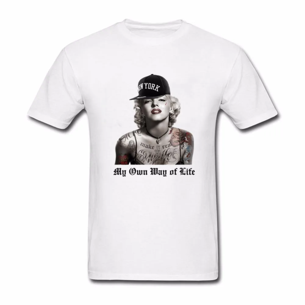 NLKING BRAND street fashion personality print Marilyn Monroe Tattoo short sleeve custom 3XL men's T-shirt | Мужская одежда