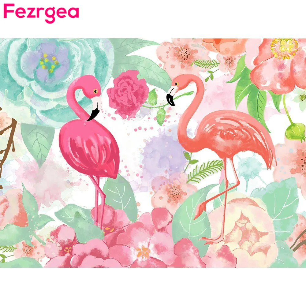 Фото Алмазная картина Fezrgea с розовым фламинго полная вышивка из смолы животные