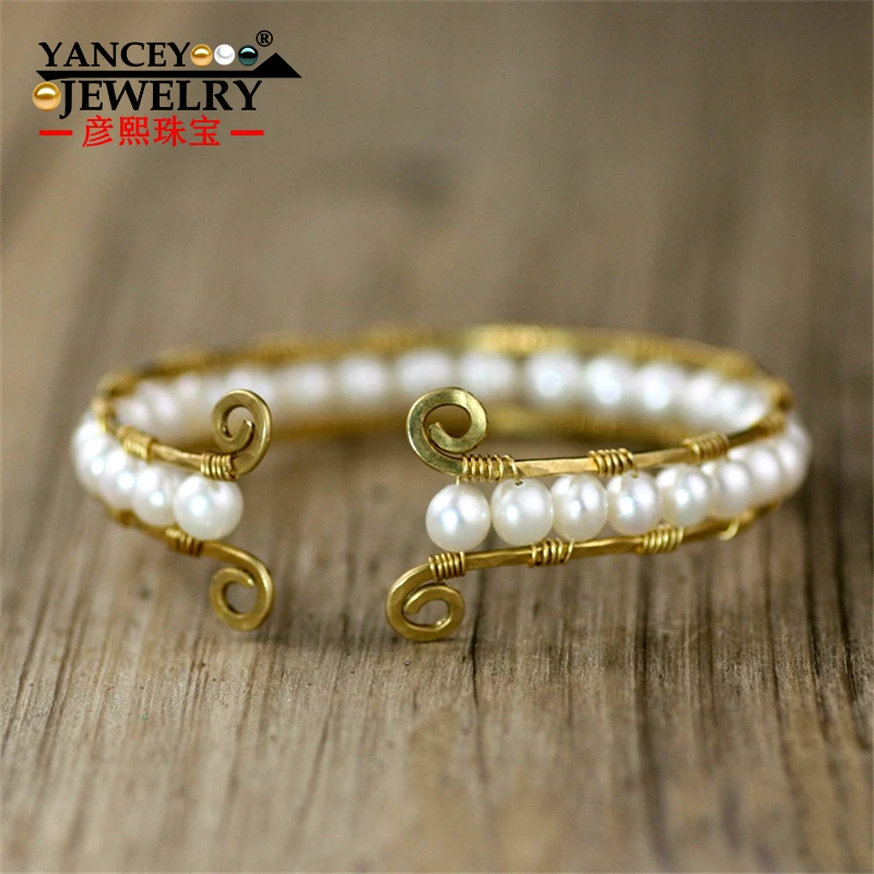 Оригинальный дизайн натуральный белый жемчуг браслеты ручной работы для женщин