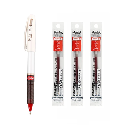 LifeMaster Pentel Energy Gel Tradio игольчатая гелевая ручка 0,5 мм модный дизайн быстросохнущая офисная ручка BLN115 - Цвет: Red Ink 3 Refills