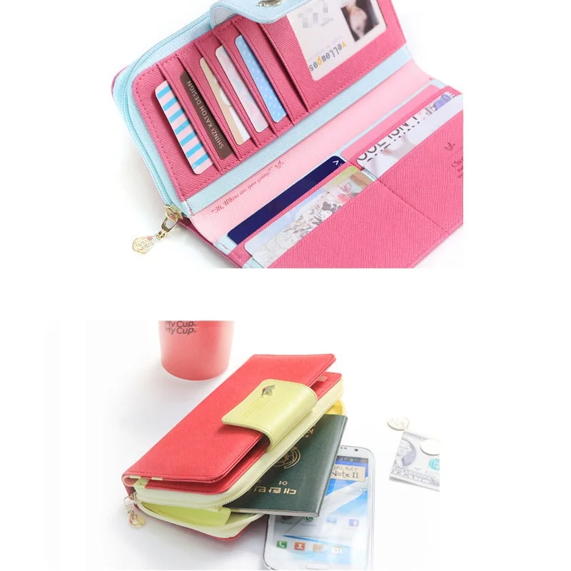 Женский удлиненный кошелек из ПУ кожи на молнии|carteira feminina|card holder clutchpurse card |