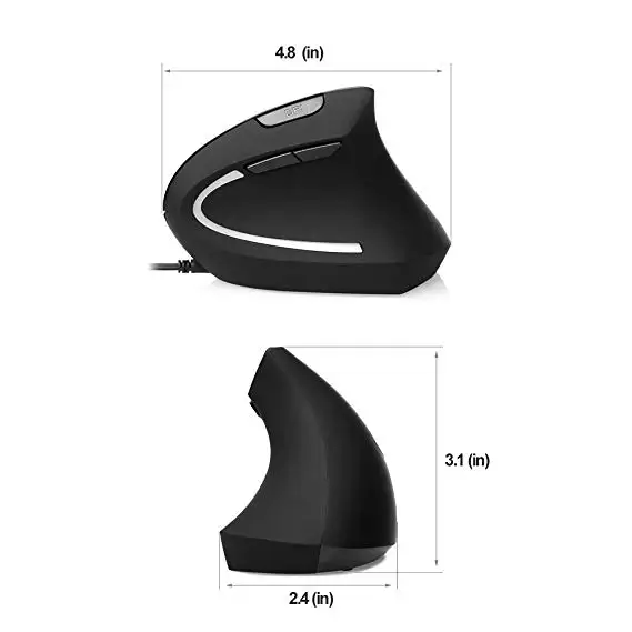 Проводная вертикальная мышь 5-Gen 3200 точек эргономичная Подсветка USB PC запястье для