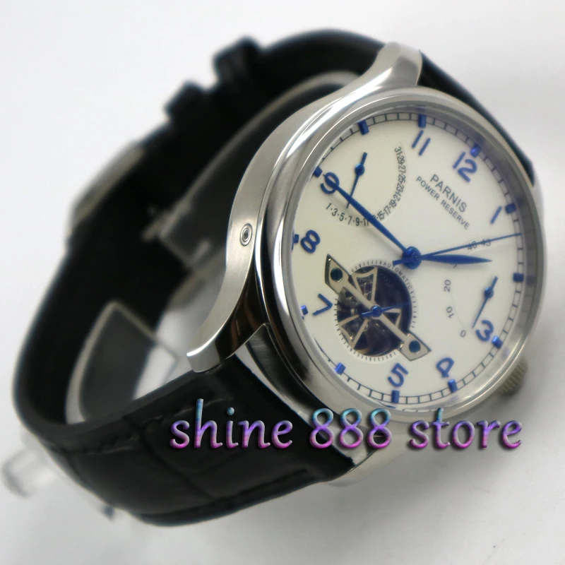 Мужские часы Parnis автоматические механические с белым циферблатом 43 мм|watch men|watch men