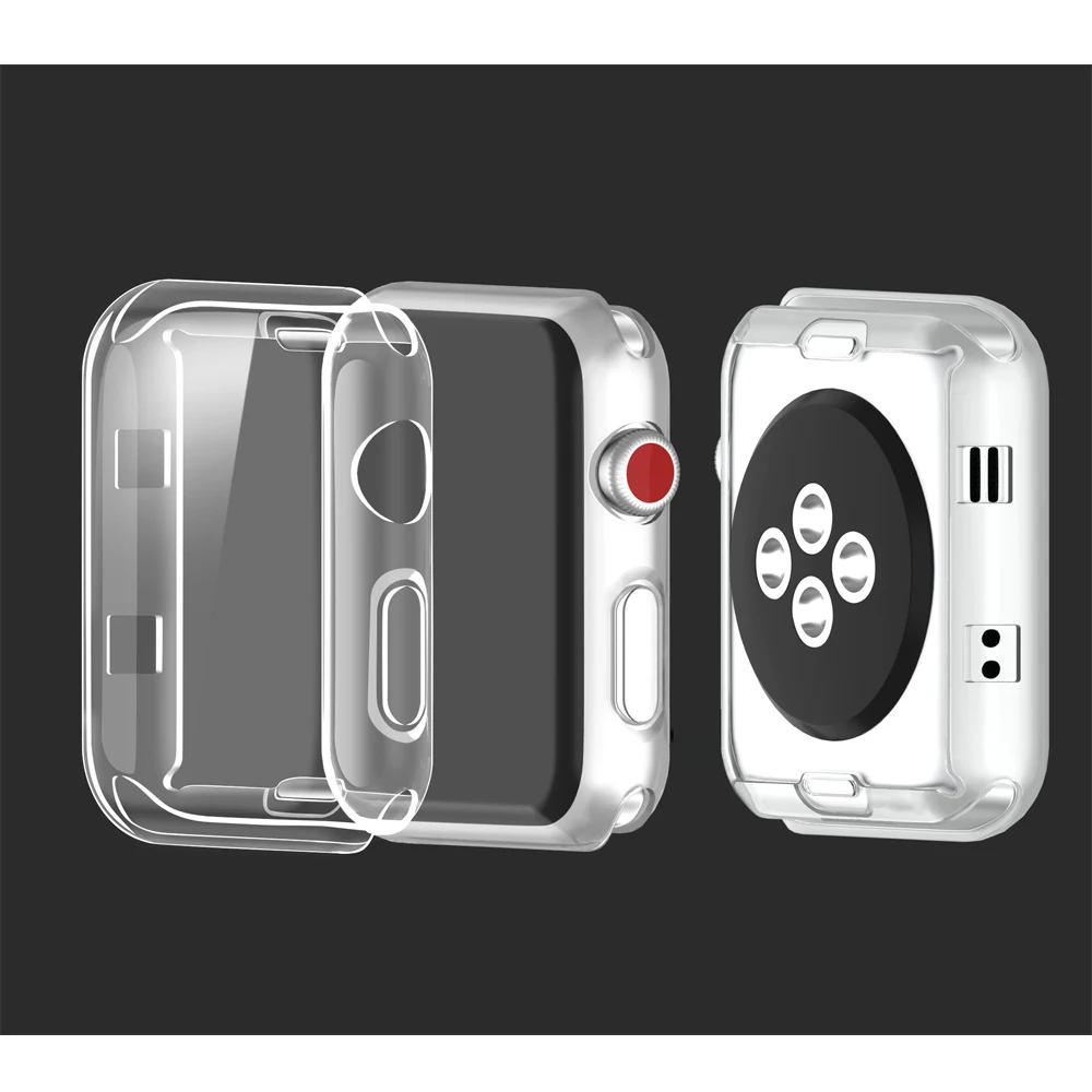 Силиконовый мягкий защитный чехол для apple watch band 42 мм 38 Ультратонкий Прозрачный