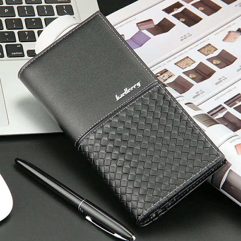 Модный новый мужской кошелек из черной искусственной кожи деловой Длинный
