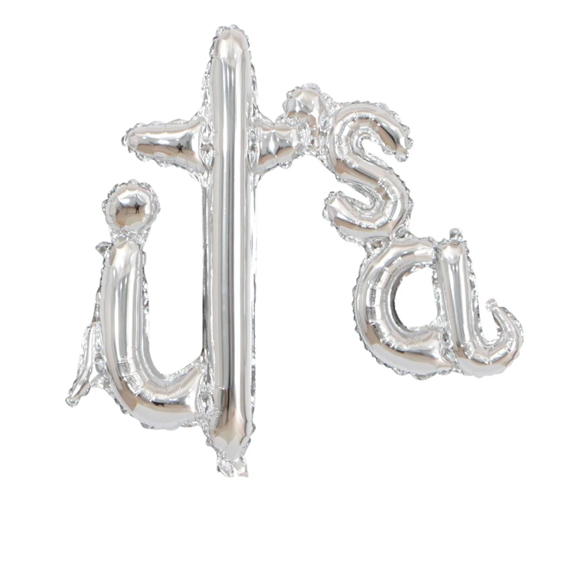 1pcs silver Детский душ День рождения воздушные шары его девочка мальчик Фольга Воздушный шар аксессуары розовое золото Серебряные украшения пол раскрывает вечерние поставки - Цвет: 1pcs silver
