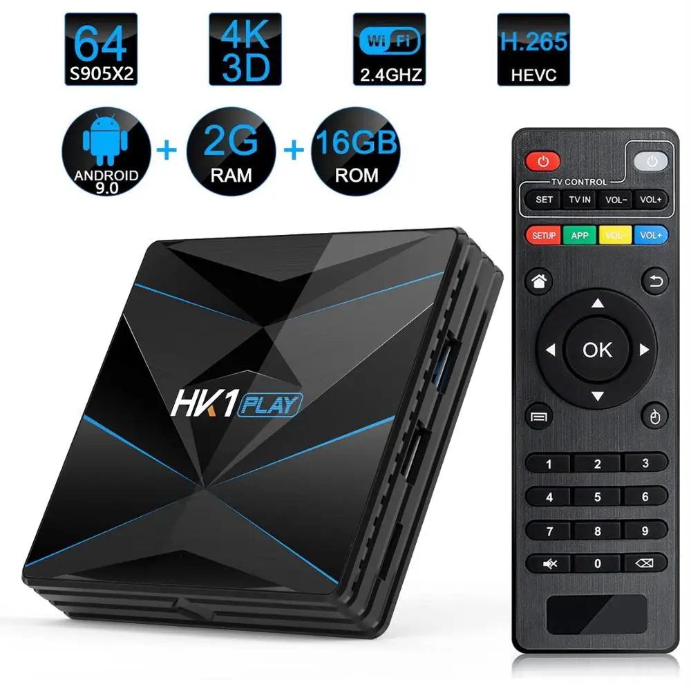 HK1 Play Smart TV Box Android 9 0 Amlogic S905X2 Четырехъядерный 4 ГБ 32 64 Гб ТВ бокс 4K 2 ГГц 5 Wifi Bluetooth