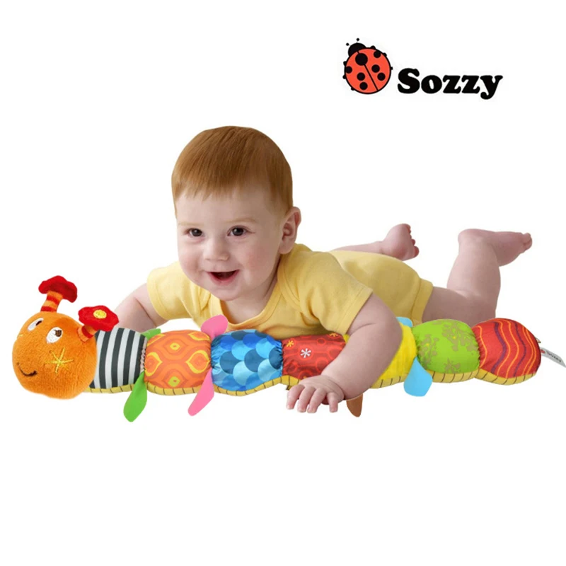 Sozzy Детские игрушки Музыкальная гусеница погремушка с кольцом колокольчик милый мультфильм животных плюшевые куклы раннего образования