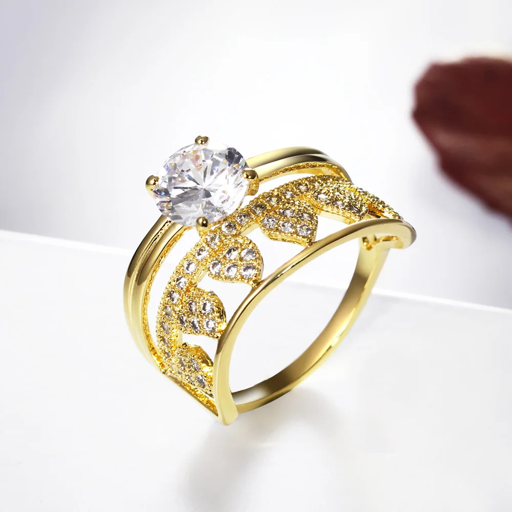 

Ring sizes 5,6,7,8,9,10 Fashion leaf ring big round cubic zirconia crystal fast delivery great jewelry jewellery women rings