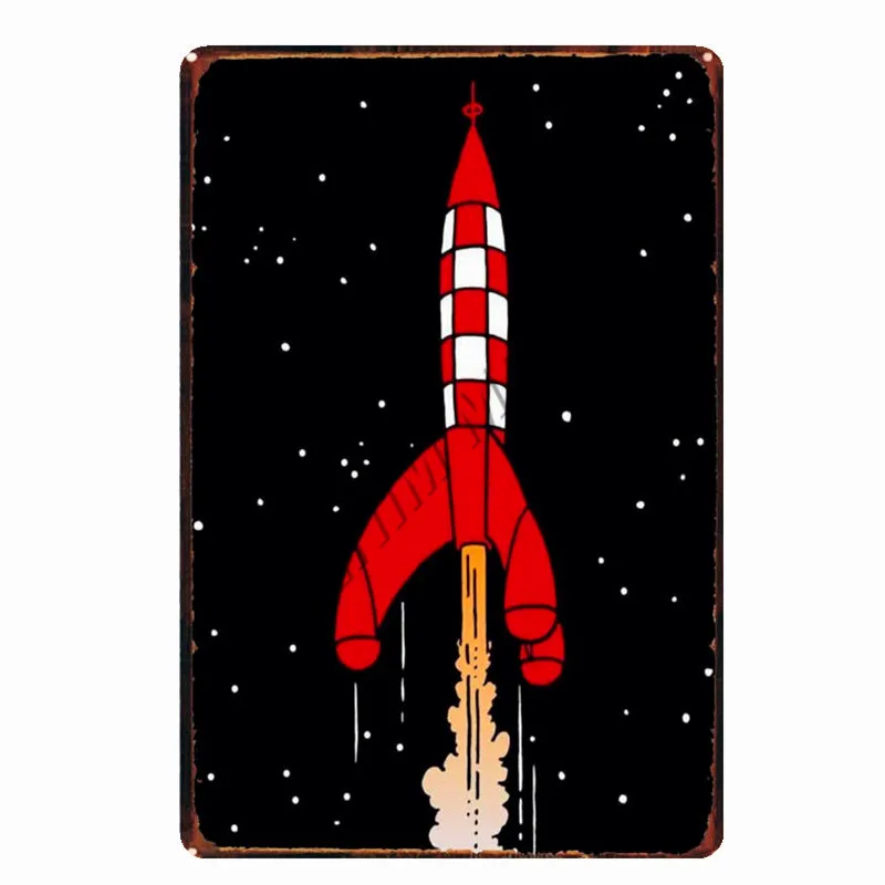 Tintin Catoon Movie Tin Sign Metal Plate Vintage Wall Art Poster Iron Painting Bar Coffee Kids Room Wall Craft Home Decor WY66 - Цвет: 1