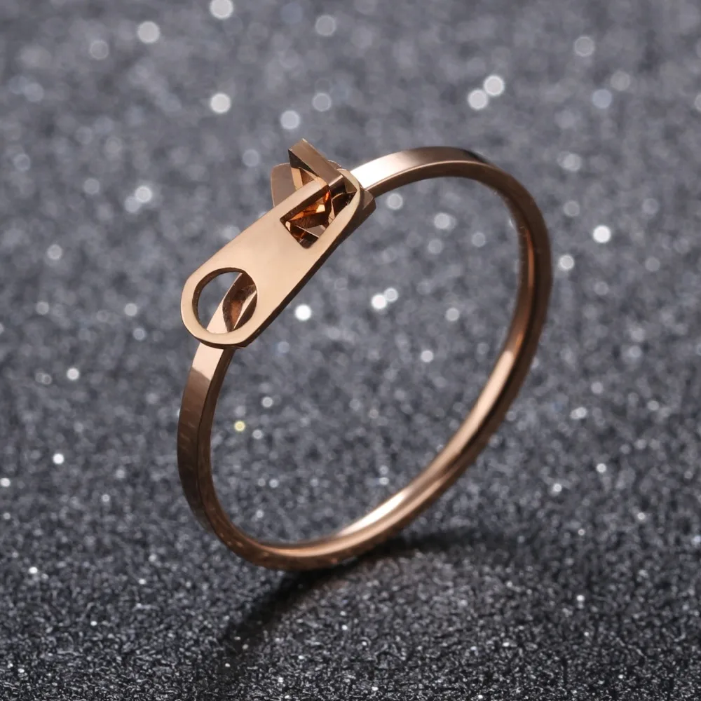 Fate Love Fashion Zipper Pull Design Women 's Rings Rose Gold Color Creative Jewelry Finger Bands Gift Drop Shopping Never Fade |