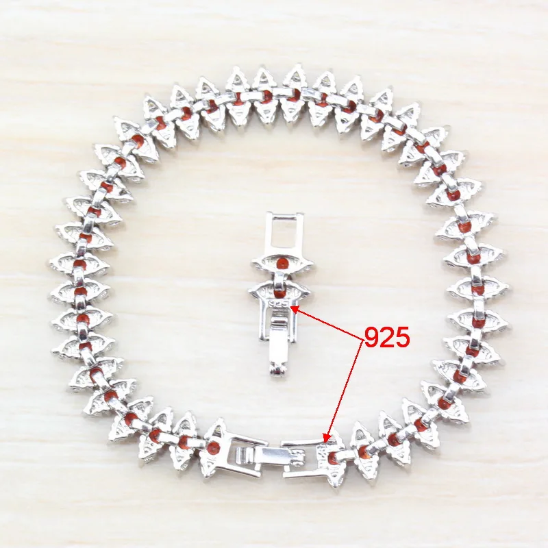 Милые свадебные украшения из красного циркония серебристого цвета 4