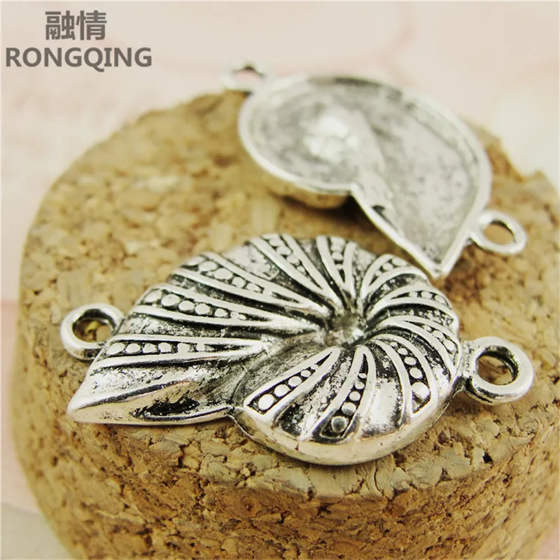 

RONGQING 40pcs/pack charm for making jewelry Antique Silver Nautical Conch diy