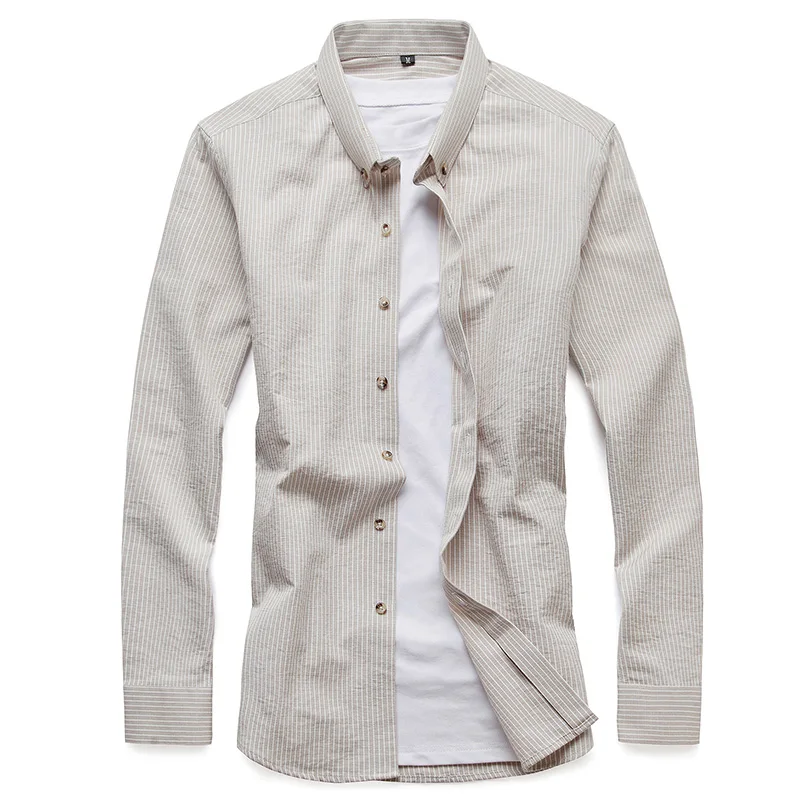 2018 мужские полосатые рубашки в японском стиле повседневные удобные осенние с